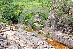 People at Canela de Ema tourist destination, CapitÃ³lio MG