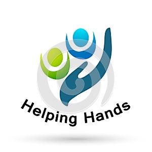 People care children Helping hands world giving hands  open caring hands logo icon vector