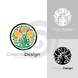 People care logo and tree design combination, nature logos