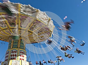 People Carousel Spinning Fast Blur