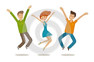 People celebrating. Party, jubilation concept. Cartoon vector illustration in flat style photo