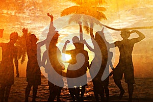 People Celebration Beach Party Summer Holiday Vacation Concept