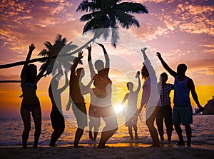 People Celebration Beach Party Summer Holiday Vacation Concept