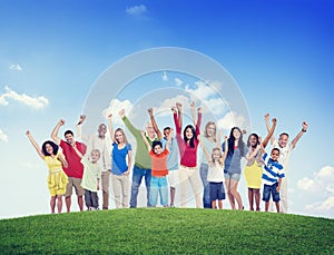 People Celebration Multiethnic Group Happiness Success Concept