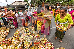 People during the celebration before Nyepi - Balinese Day of Silence. Day Nyepi is also celebrated as New Year