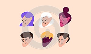 People Character with Different Expressions Flat Design