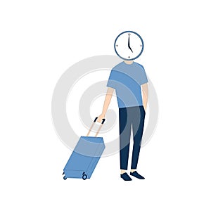 People Characters with Bags Suitcases and Backpack at the Airport hurry up for Departure Travelling