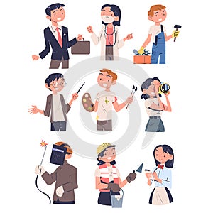 People Characters of Different Profession in Uniform Vector Set