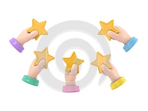 People Characters Giving Five Star Feedback. Clients Choosing Satisfaction Rating and Leaving Positive Review.