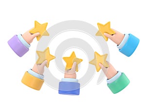 People Characters Giving Five Star Feedback. Clients Choosing Satisfaction Rating and Leaving Positive Review.