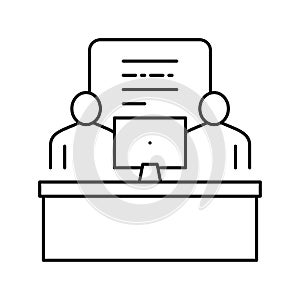 people chatting computer messager line icon vector illustration photo