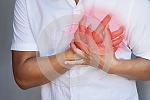 people chest pain from heart attack. healthcare