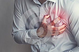 people chest pain from heart attack. healthcare