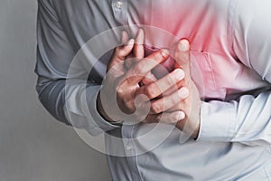 people chest pain from heart attack. healthcare