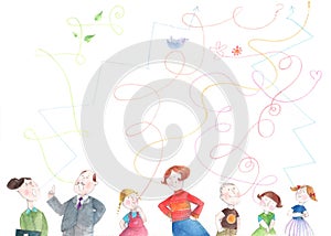People and children presenting diversities of a manner of communication photo
