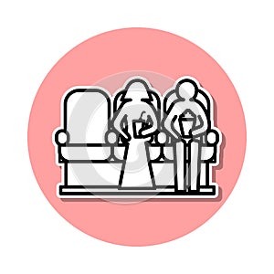 people in cinema seance sticker icon. Simple thin line, outline vector of cinema icons for ui and ux, website or mobile