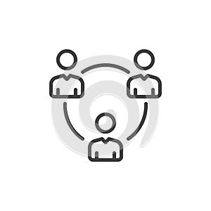 People circle, group of users line icon, outline vector sign, linear style pictogram isolated on white. Symbol, logo illustration.