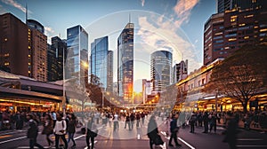 people in the city at night, generative ai