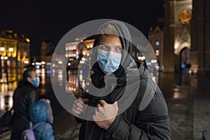 People in city wearing face masks, protection fromvirus epidemics