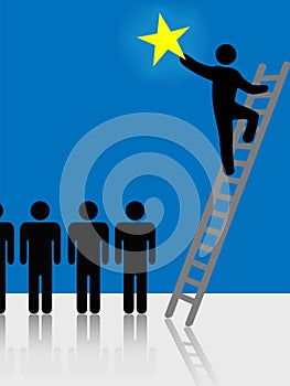 People Climb Ladder Rising Star Symbol