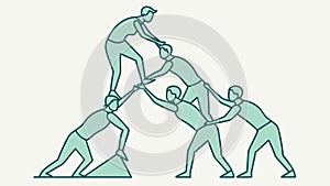 People climbing pyramid, teamwork and collaboration concept, vector design Generative AI