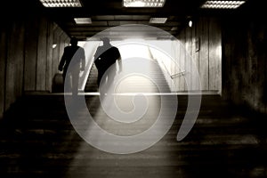 People climbing stairs