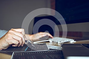People coding code program programming developer working design software on desk in office