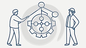 People Collaborating on Complex System Design, vector design Generative AI