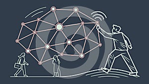 People Collaborating on Network Structure, vector design Generative AI