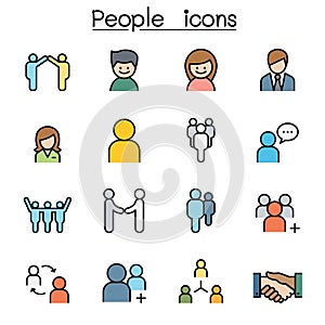 People color line icon set