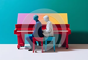 people colourful art concept piano modern trend illustration performance music. Generative AI.