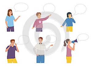 People Communicate Flat Icon Set