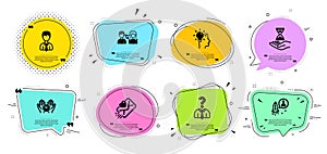 People communication, Businessman and Idea icons set. Love letter, Safe time and Time hourglass signs. Vector