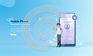 People communication by mobile phone calls on illustration concept