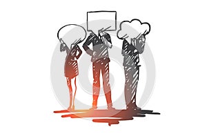 People, communication, talk, discussion, message concept. Hand drawn isolated vector.