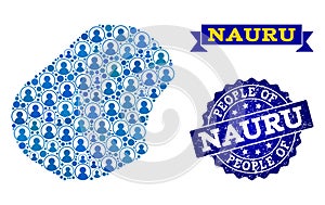 People Composition of Mosaic Map of Nauru and Distress Seal