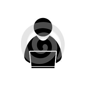 People with computer, person with laptop icon. One of set web icons