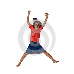 People concept happy little asian boy jumping in air happiness, childhood, freedom in movement isolated on white