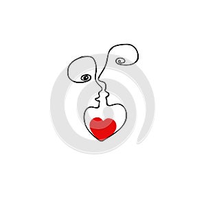 People concept, in love hand drawn icon. Vector sign from one line, metaphor of in love. Vector