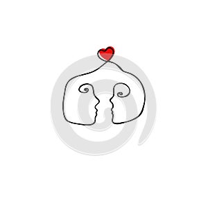 People concept, in love hand drawn icon. Vector sign from one line, metaphor of in love. Vector