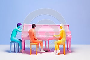 people concept performance trend colourful piano illustration modern art music. Generative AI.