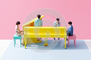 people concept piano colourful music modern trend illustration performance art. Generative AI.