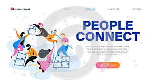 People connect concept. Landing page design template, webpage, ui, mobile app.