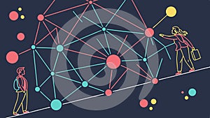 People Connecting in Network Grid, Collaboration and Technology, vector design Generative AI