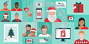 People connecting online and sending Christmas wishes