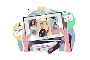 People connecting together on online conference