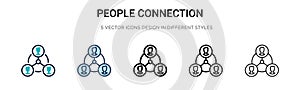 People connection icon in filled, thin line, outline and stroke style. Vector illustration of two colored and black people