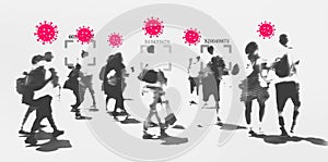 People contracted coronavirus global pandemic outbreak concept illustration