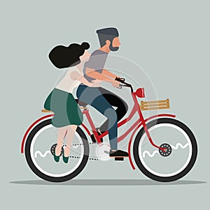 People Couple in love riding bicycle