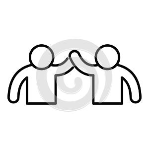 People couple shake icon outline vector. Service support